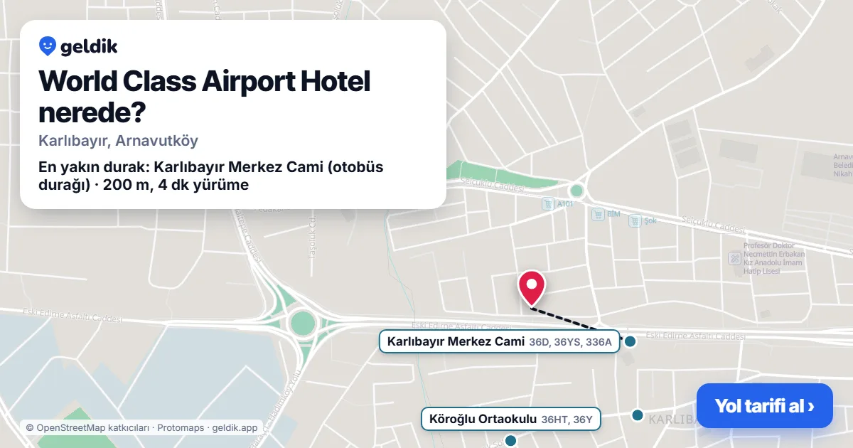 Where is World Class Airport Hotel: map with its location and the nearest stops, with walking times