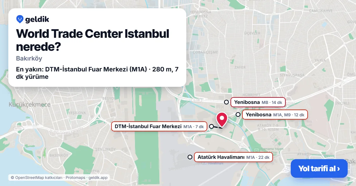 Where is World Trade Center Istanbul: map with its location and the nearest stops, with walking times