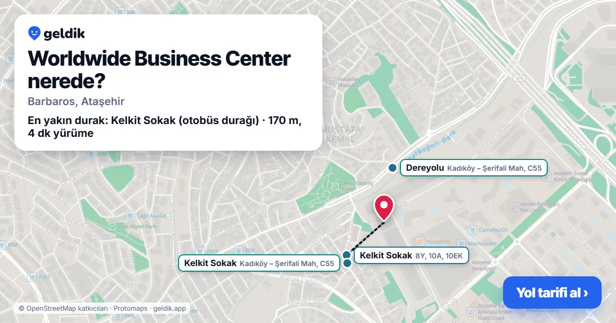 Where is Worldwide Business Center: map with its location and the nearest stops, with walking times