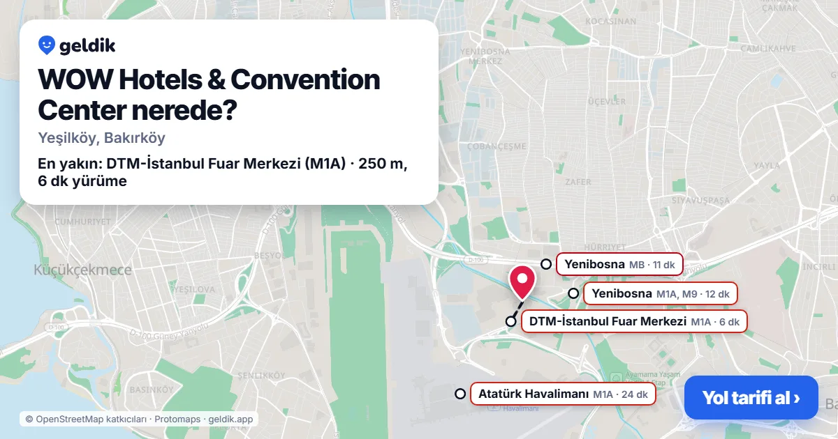 WOW Hotels & Convention Center nerede: haritada konumu ve en yakın duraklar, yürüme süreleriyle