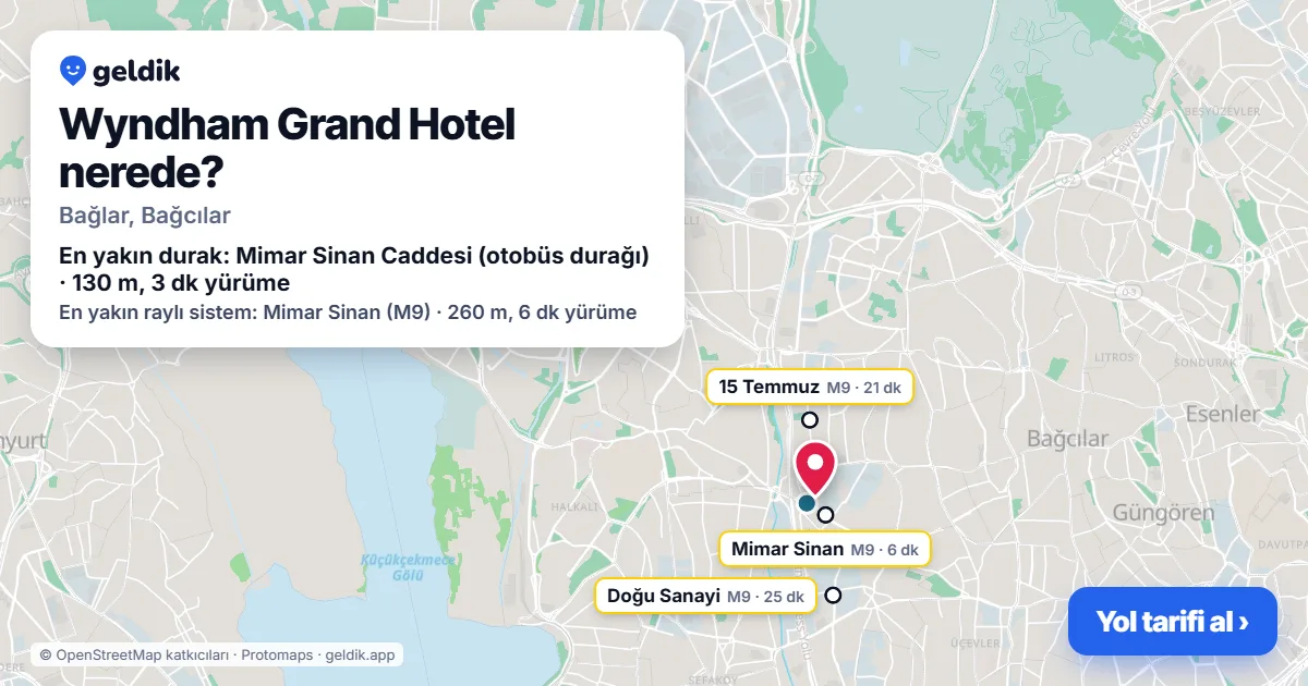 Where is Wyndham Grand Hotel: map with its location and the nearest stops, with walking times