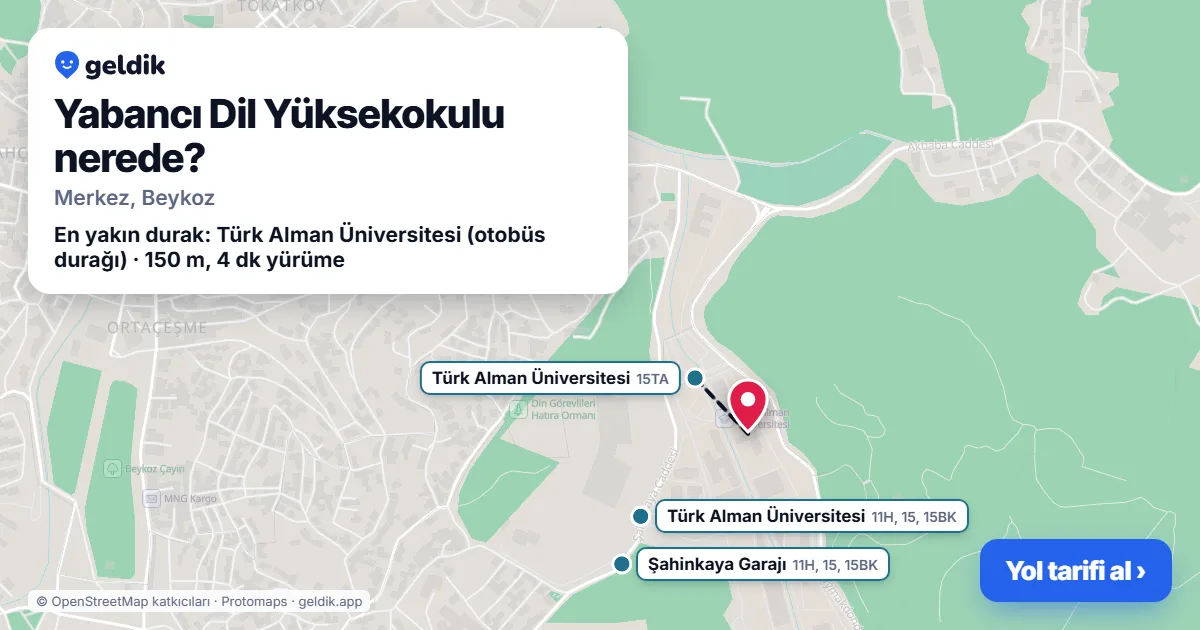 Yabancı Dil Yüksekokulu nerede: haritada konumu ve en yakın duraklar, yürüme süreleriyle
