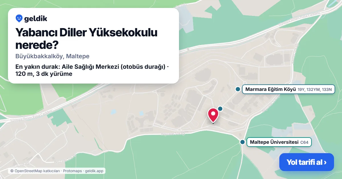 Yabancı Diller Yüksekokulu nerede: haritada konumu ve en yakın duraklar, yürüme süreleriyle