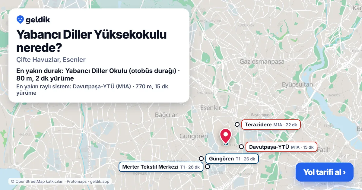 Yabancı Diller Yüksekokulu nerede: haritada konumu ve en yakın duraklar, yürüme süreleriyle