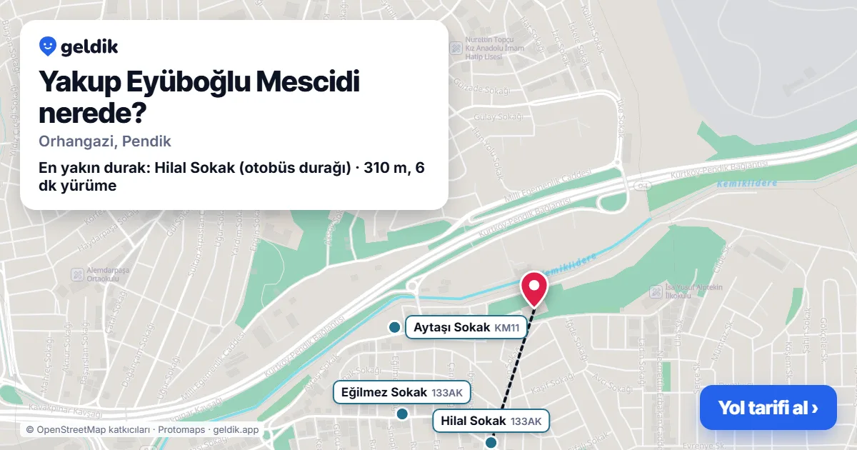 Yakup Eyüboğlu Mescidi nerede: haritada konumu ve en yakın duraklar, yürüme süreleriyle