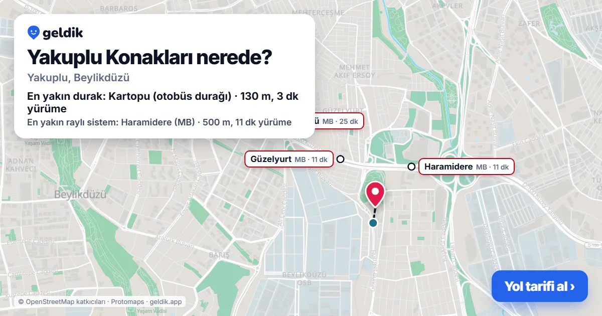 Yakuplu Konakları nerede: haritada konumu ve en yakın duraklar, yürüme süreleriyle
