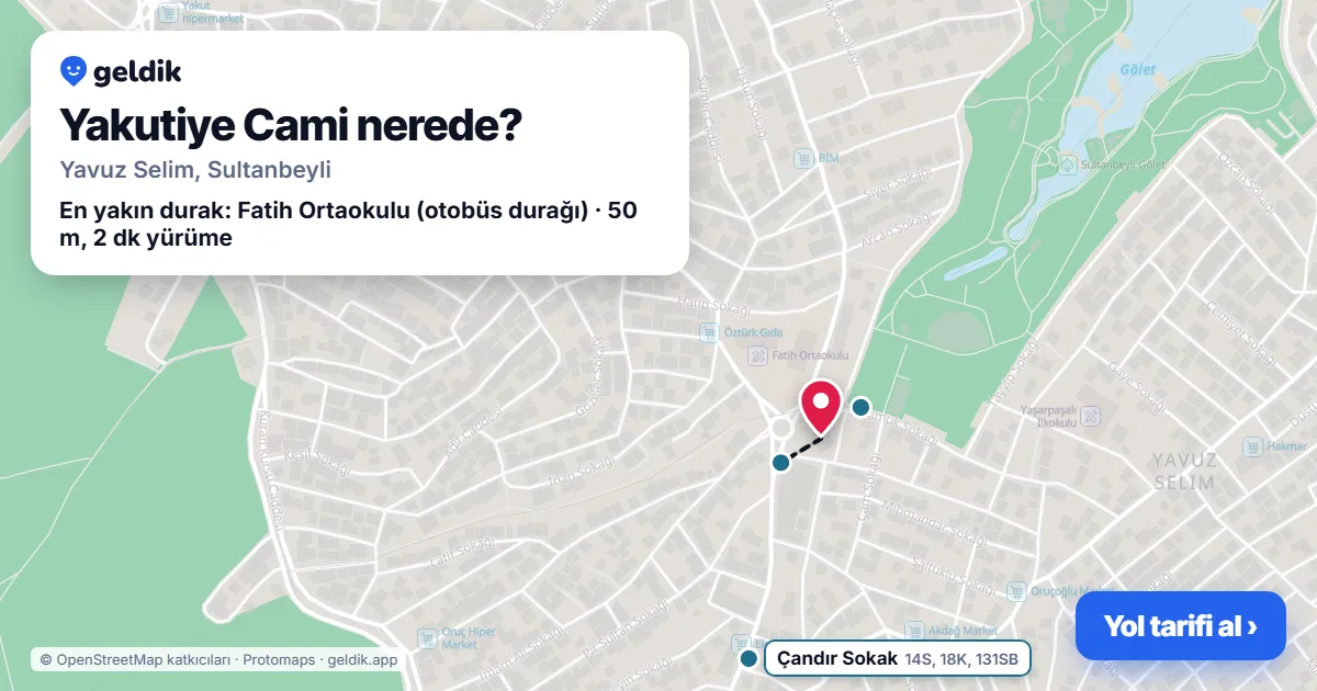 Yakutiye Cami nerede: haritada konumu ve en yakın duraklar, yürüme süreleriyle