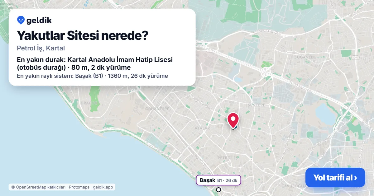 Yakutlar Sitesi nerede: haritada konumu ve en yakın duraklar, yürüme süreleriyle