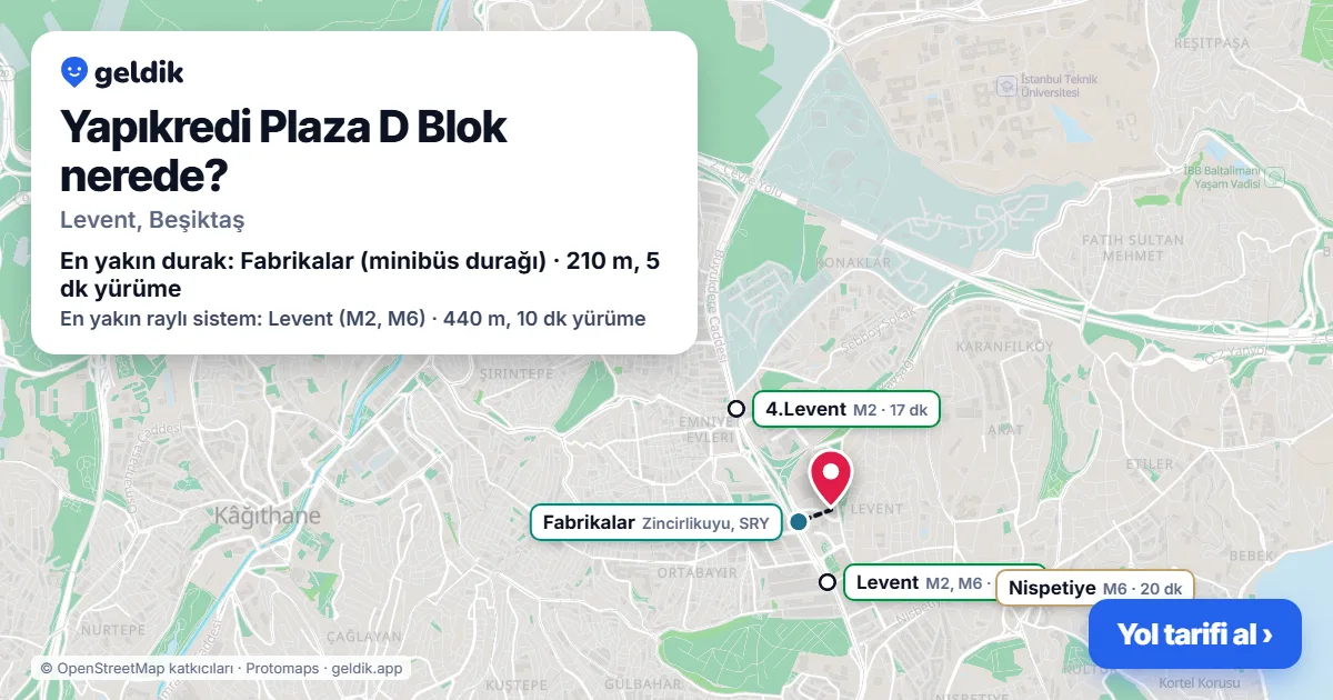 Yapıkredi Plaza D Blok nerede: haritada konumu ve en yakın duraklar, yürüme süreleriyle