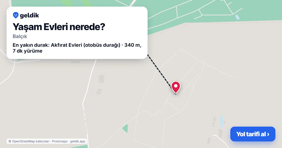 Where is Yaşam Evleri: map with its location and the nearest stops, with walking times
