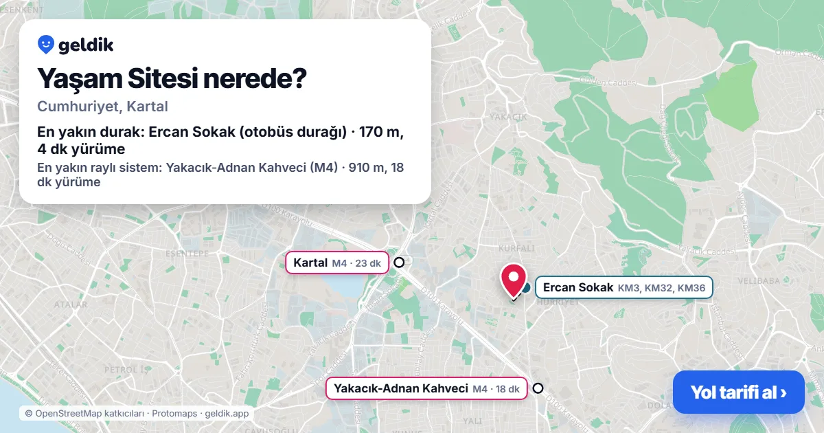 Yaşam Sitesi nerede: haritada konumu ve en yakın duraklar, yürüme süreleriyle