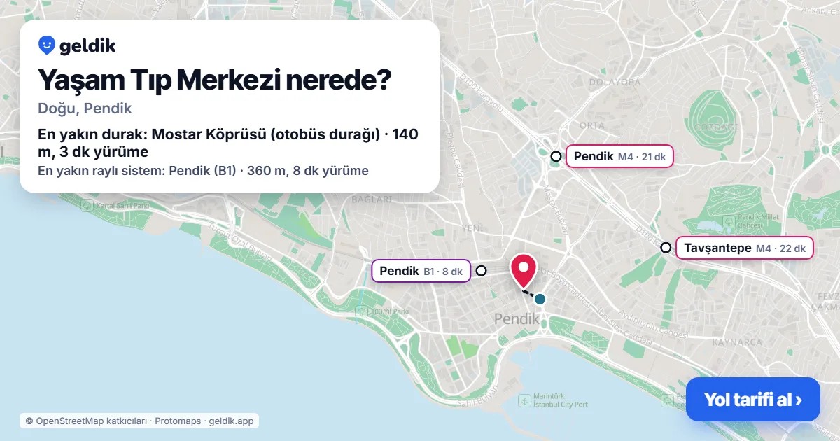 Yaşam Tıp Merkezi nerede: haritada konumu ve en yakın duraklar, yürüme süreleriyle