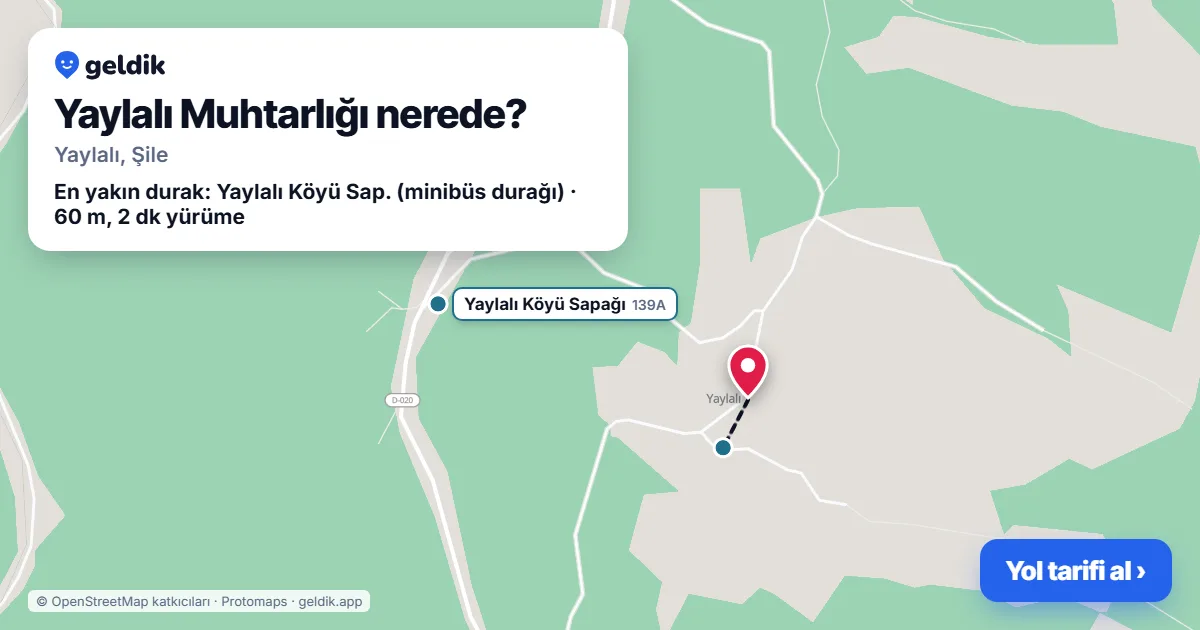Yaylalı Muhtarlığı nerede: haritada konumu ve en yakın duraklar, yürüme süreleriyle