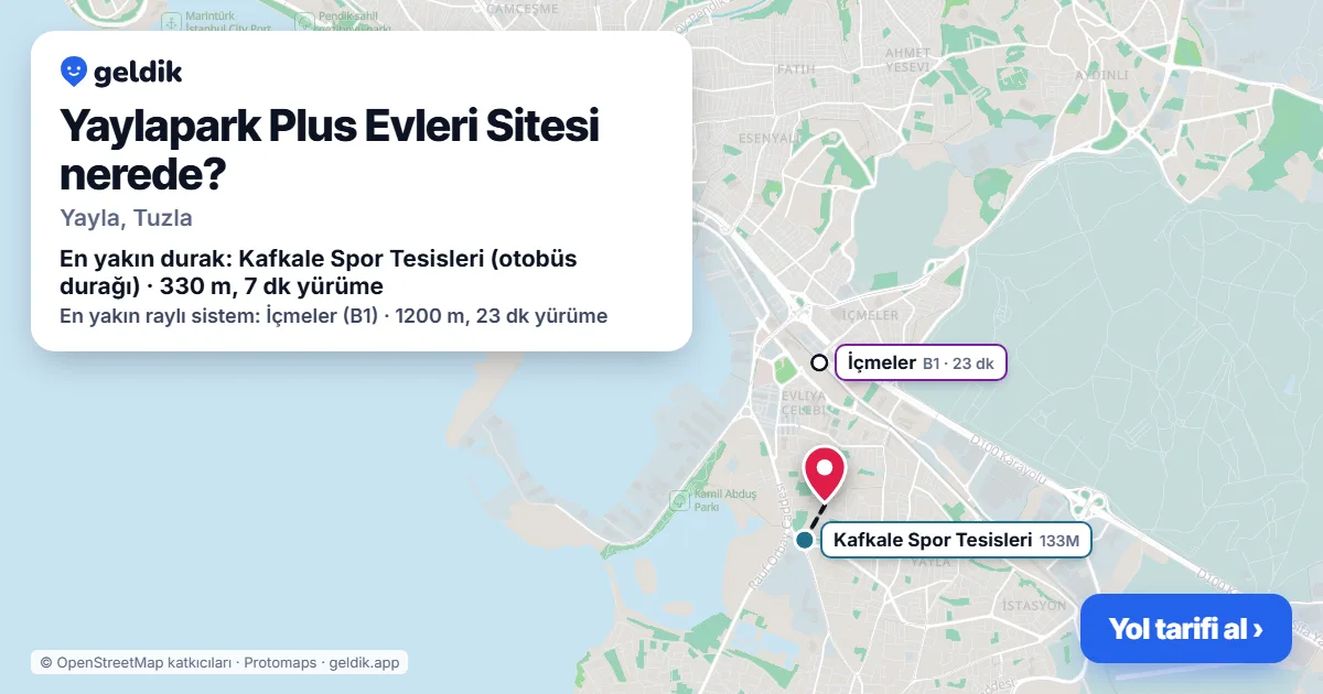 Where is Yaylapark Plus Evleri Sitesi: map with its location and the nearest stops, with walking times