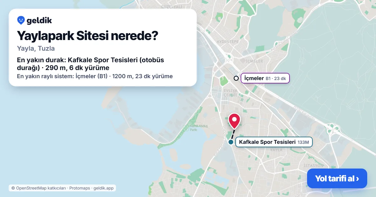 Yaylapark Sitesi nerede: haritada konumu ve en yakın duraklar, yürüme süreleriyle