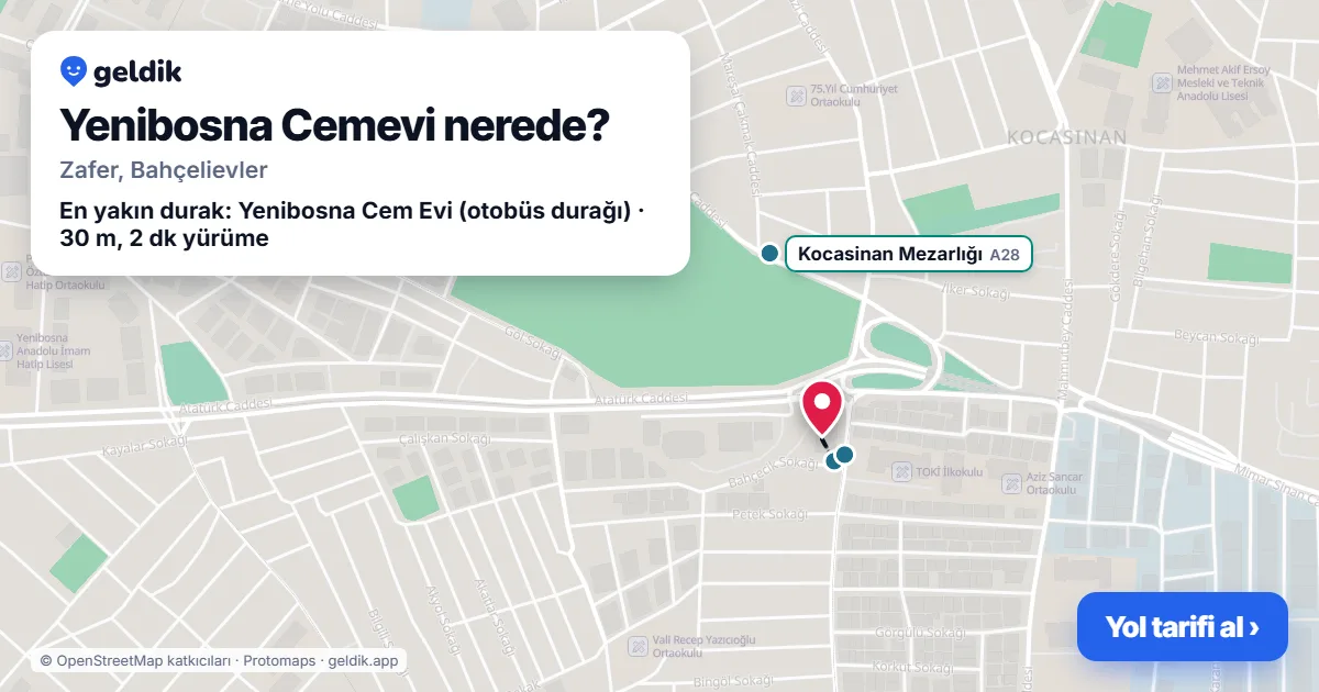Yenibosna Cemevi nerede: haritada konumu ve en yakın duraklar, yürüme süreleriyle
