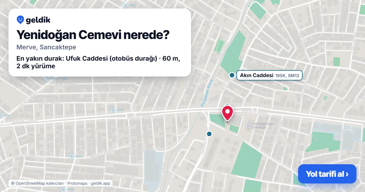 Yenidoğan Cemevi nerede: haritada konumu ve en yakın duraklar, yürüme süreleriyle