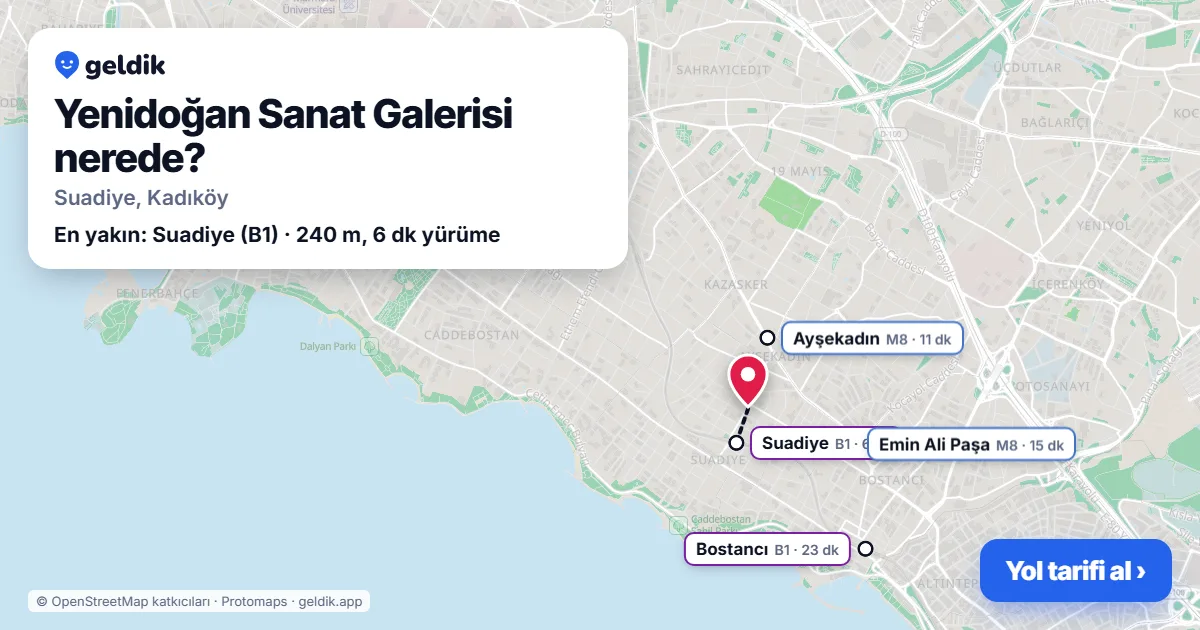 Yenidoğan Sanat Galerisi nerede: haritada konumu ve en yakın duraklar, yürüme süreleriyle