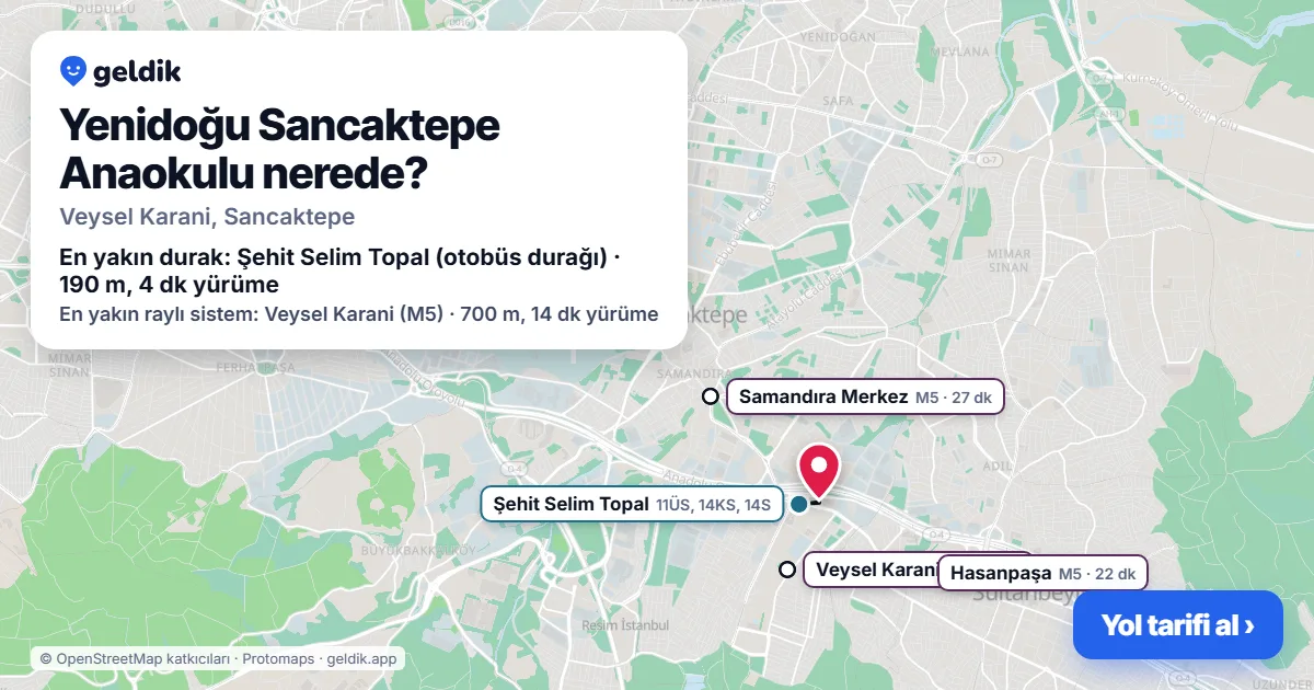 Yenidoğu Sancaktepe Anaokulu nerede: haritada konumu ve en yakın duraklar, yürüme süreleriyle
