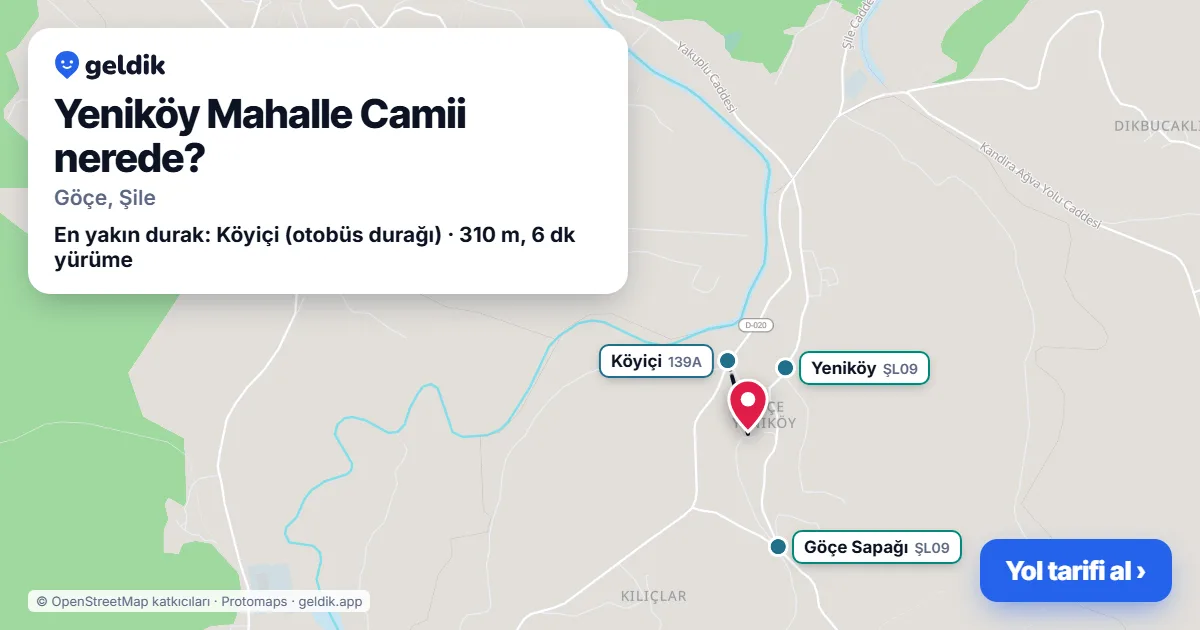 Yeniköy Mahalle Camii nerede: haritada konumu ve en yakın duraklar, yürüme süreleriyle