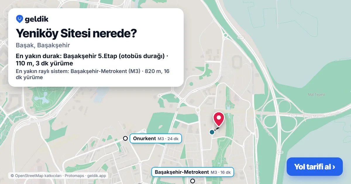 Where is Yeniköy Sitesi: map with its location and the nearest stops, with walking times