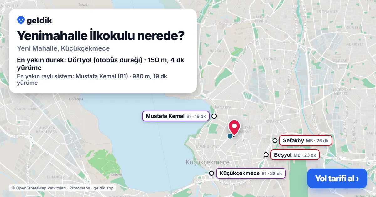 Yenimahalle İlkokulu nerede: haritada konumu ve en yakın duraklar, yürüme süreleriyle