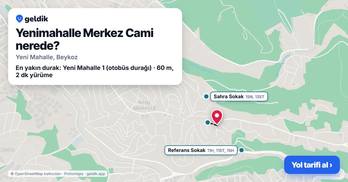 Yenimahalle Merkez Cami nerede: haritada konumu ve en yakın duraklar, yürüme süreleriyle