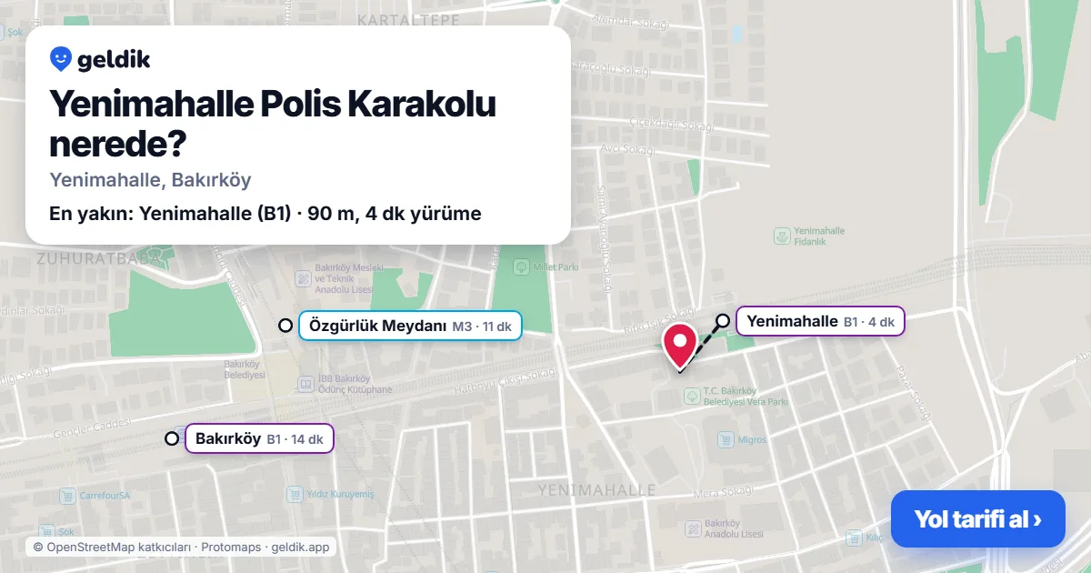 Yenimahalle Polis Karakolu nerede: haritada konumu ve en yakın duraklar, yürüme süreleriyle