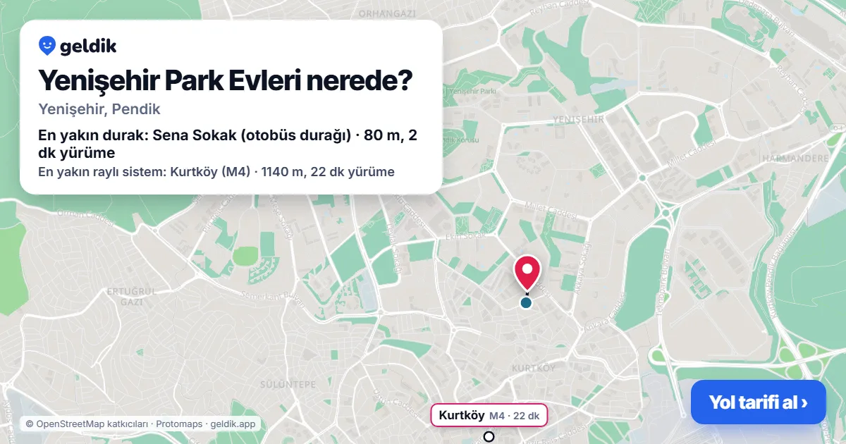 Yenişehir Park Evleri nerede: haritada konumu ve en yakın duraklar, yürüme süreleriyle