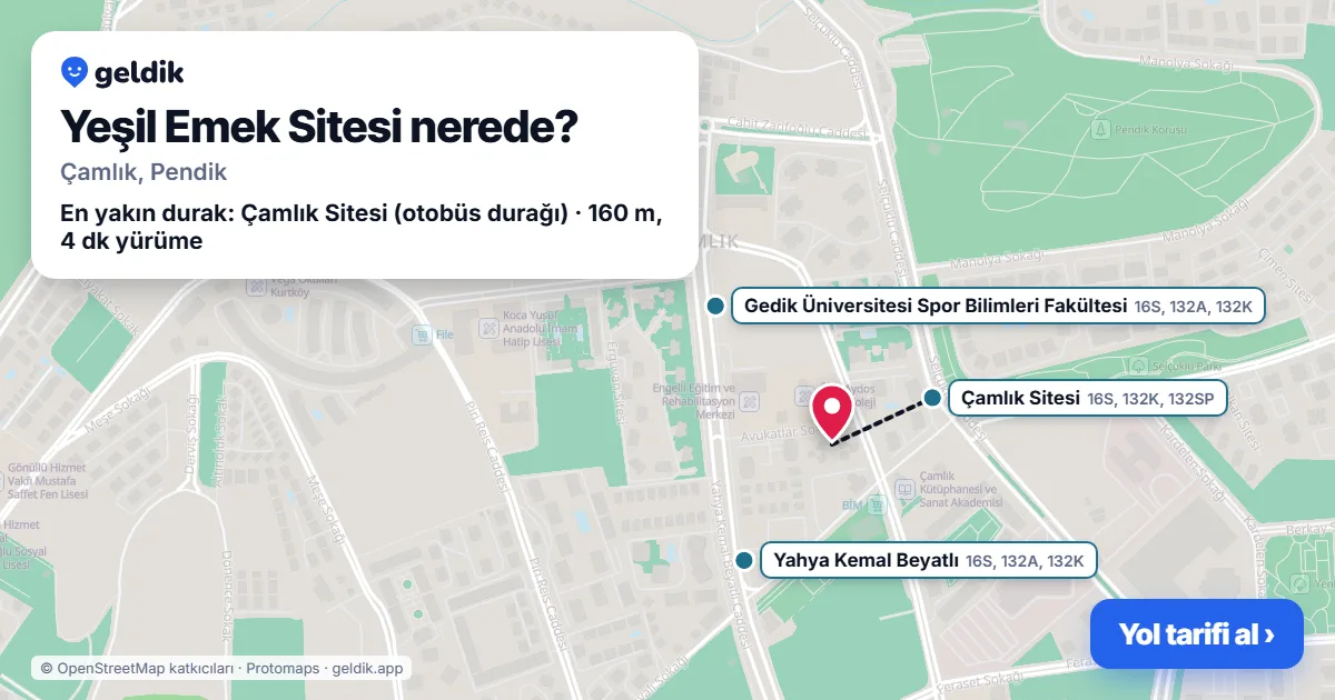 Yeşil Emek Sitesi nerede: haritada konumu ve en yakın duraklar, yürüme süreleriyle