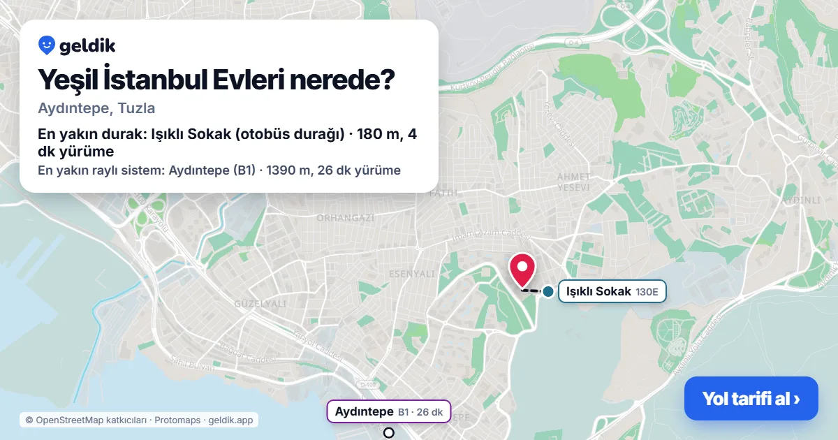 Yeşil İstanbul Evleri nerede: haritada konumu ve en yakın duraklar, yürüme süreleriyle