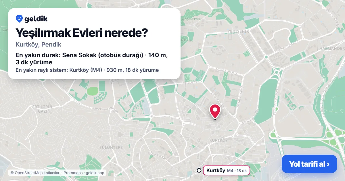 Where is Yeşilırmak Evleri: map with its location and the nearest stops, with walking times