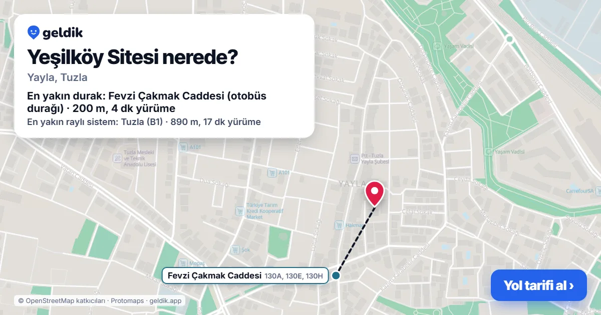 Where is Yeşilköy Sitesi: map with its location and the nearest stops, with walking times