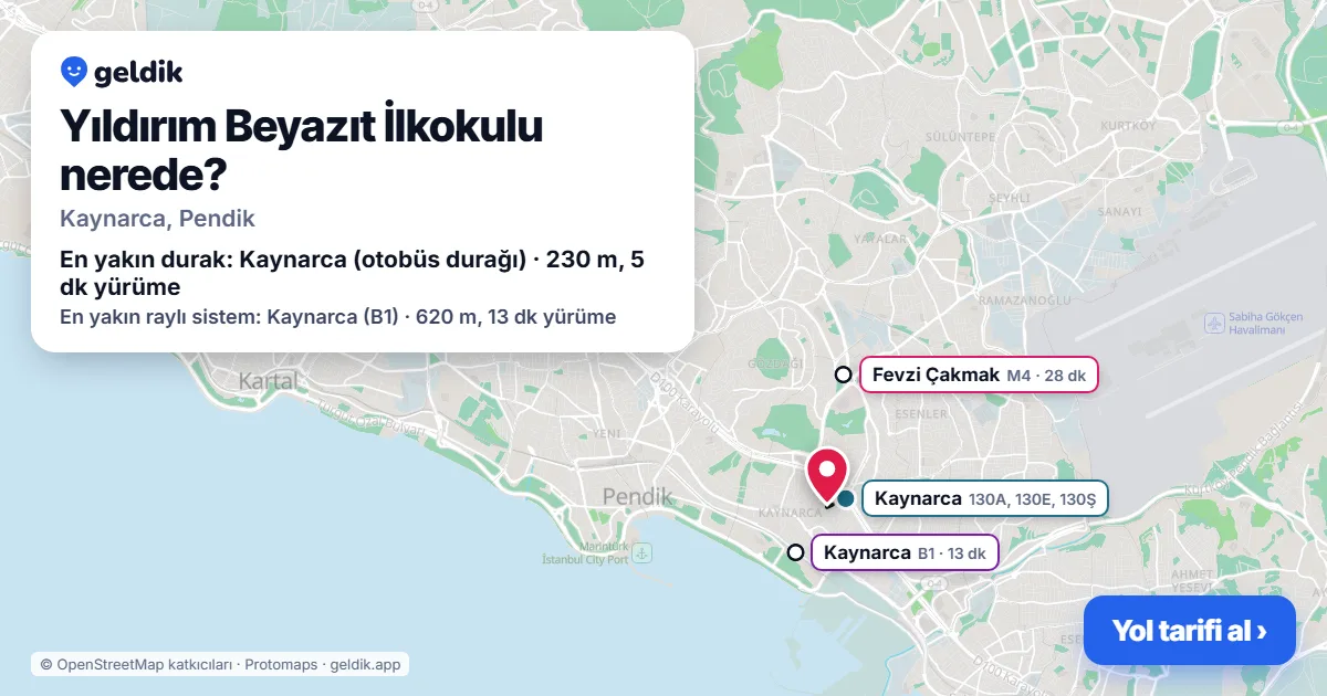 Yıldırım Beyazıt İlkokulu nerede: haritada konumu ve en yakın duraklar, yürüme süreleriyle