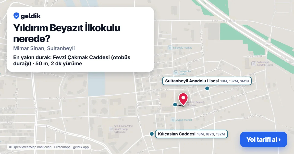 Where is Yıldırım Beyazıt İlkokulu: map with its location and the nearest stops, with walking times