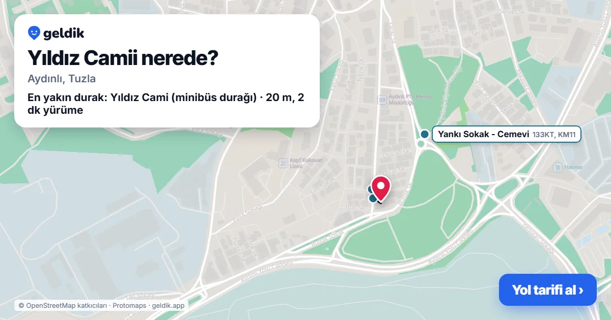 Yıldız Camii nerede: haritada konumu ve en yakın duraklar, yürüme süreleriyle