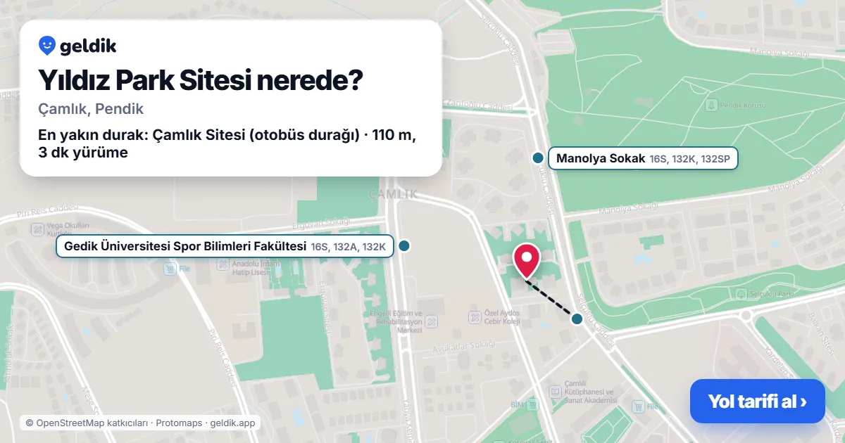 Where is Yıldız Park Sitesi: map with its location and the nearest stops, with walking times