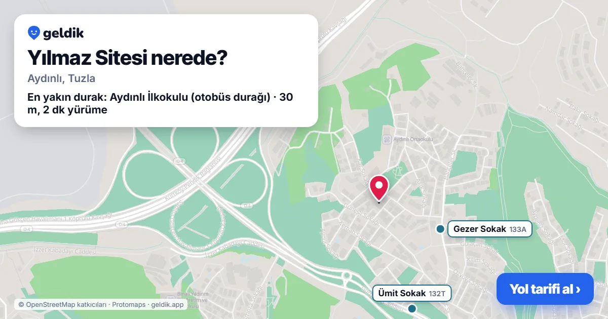 Yılmaz Sitesi nerede: haritada konumu ve en yakın duraklar, yürüme süreleriyle