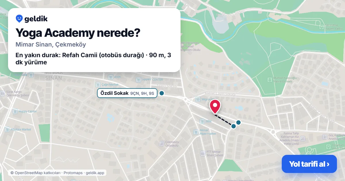 Where is Yoga Academy: map with its location and the nearest stops, with walking times
