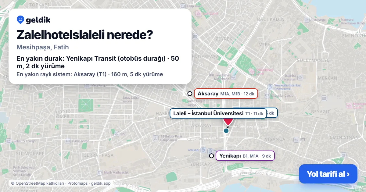 Where is Zalelhotelslaleli: map with its location and the nearest stops, with walking times