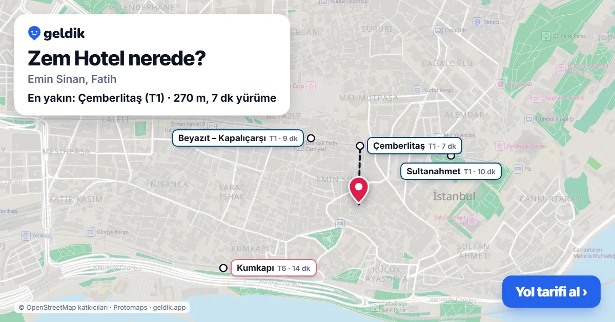 Zem Hotel nerede: haritada konumu ve en yakın duraklar, yürüme süreleriyle