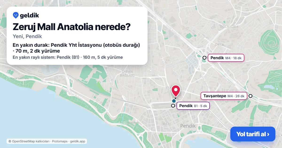 Zeruj Mall Anatolia nerede: haritada konumu ve en yakın duraklar, yürüme süreleriyle