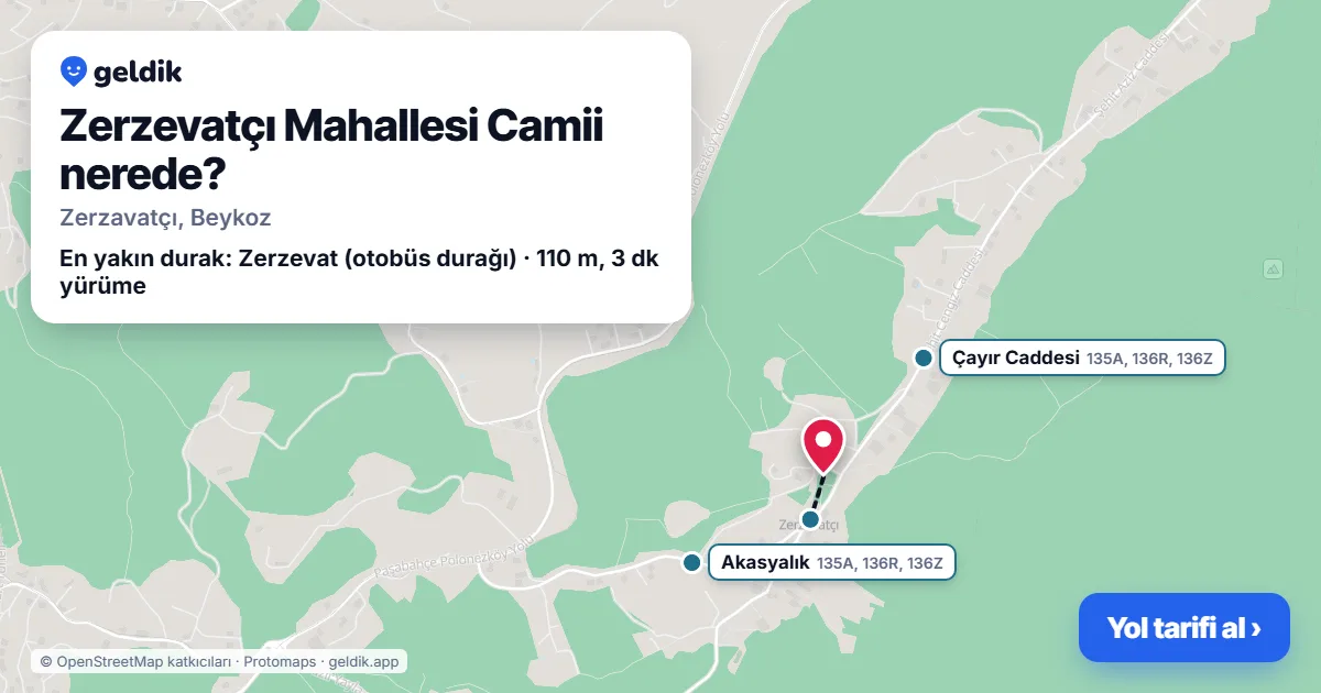 Zerzevatçı Mahallesi Camii nerede: haritada konumu ve en yakın duraklar, yürüme süreleriyle