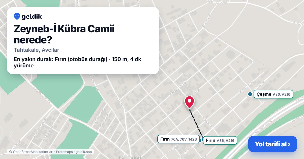 Where is Zeyneb-İ Kübra Camii: map with its location and the nearest stops, with walking times