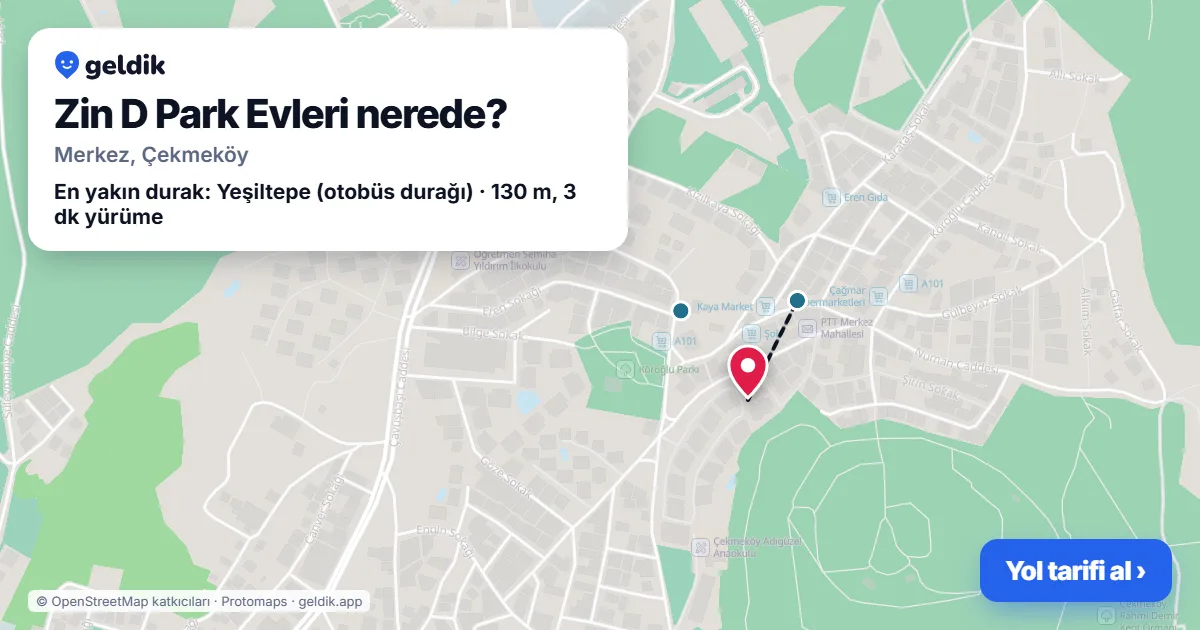 Where is Zin D Park Evleri: map with its location and the nearest stops, with walking times