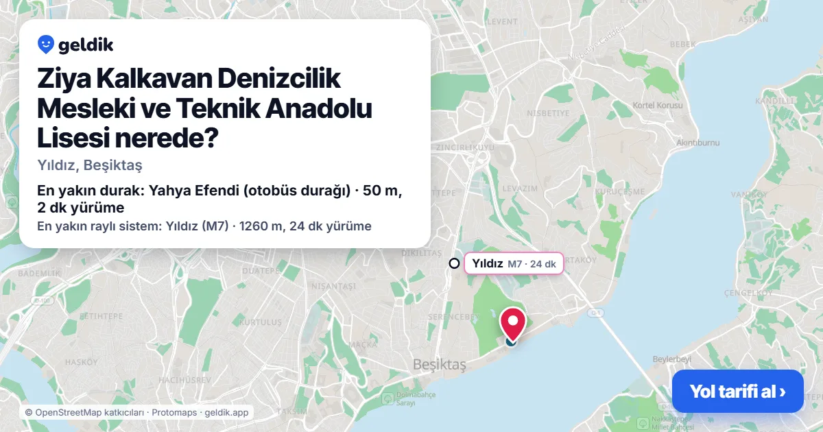 Ziya Kalkavan Denizcilik Mesleki ve Teknik Anadolu Lisesi nerede: haritada konumu ve en yakın duraklar, yürüme süreleriyle