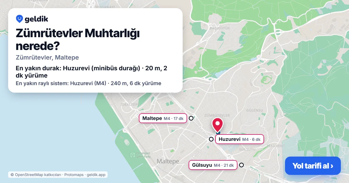 Where is Zümrütevler Muhtarlığı: map with its location and the nearest stops, with walking times