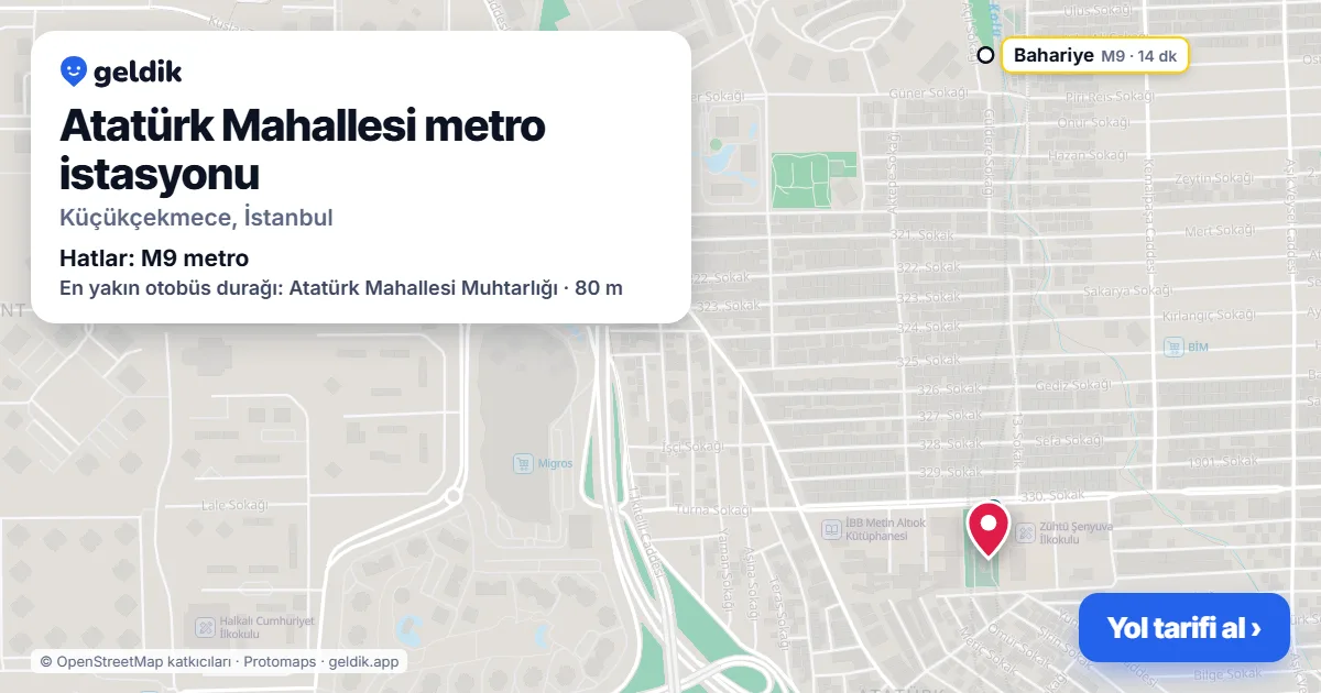 Atatürk Mahallesi metro istasyonu haritada: konumu, yakındaki istasyonlar ve otobüs durakları