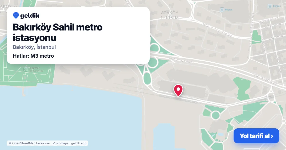 Bakırköy Sahil metro istasyonu haritada: konumu, yakındaki istasyonlar ve otobüs durakları