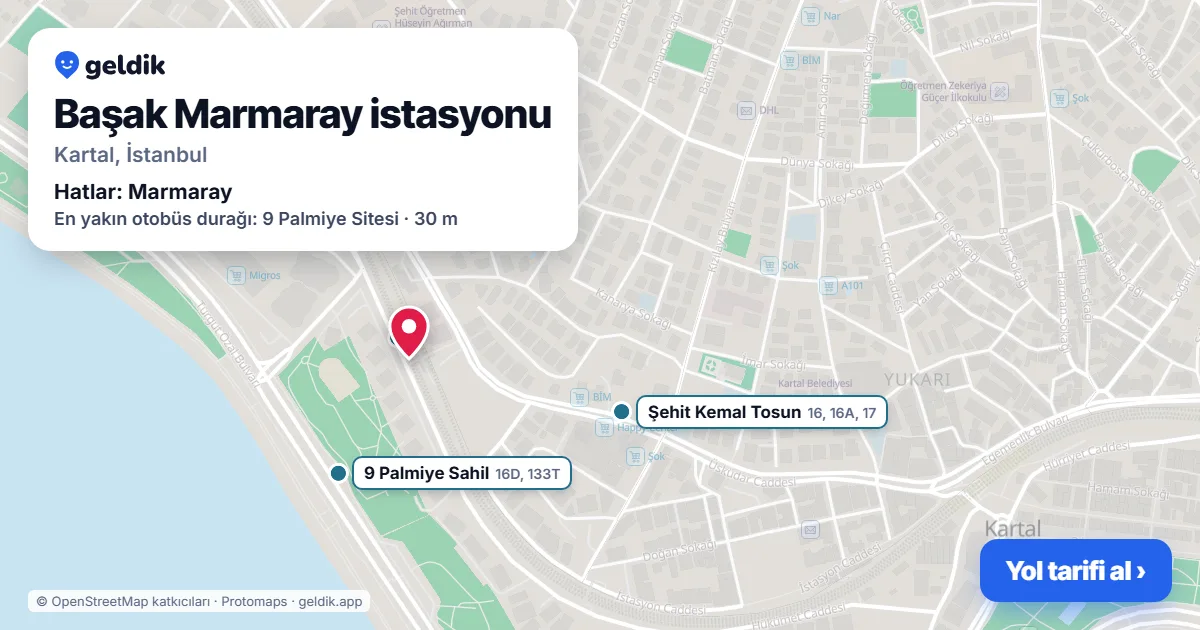 Başak Marmaray istasyonu haritada: konumu, yakındaki istasyonlar ve otobüs durakları